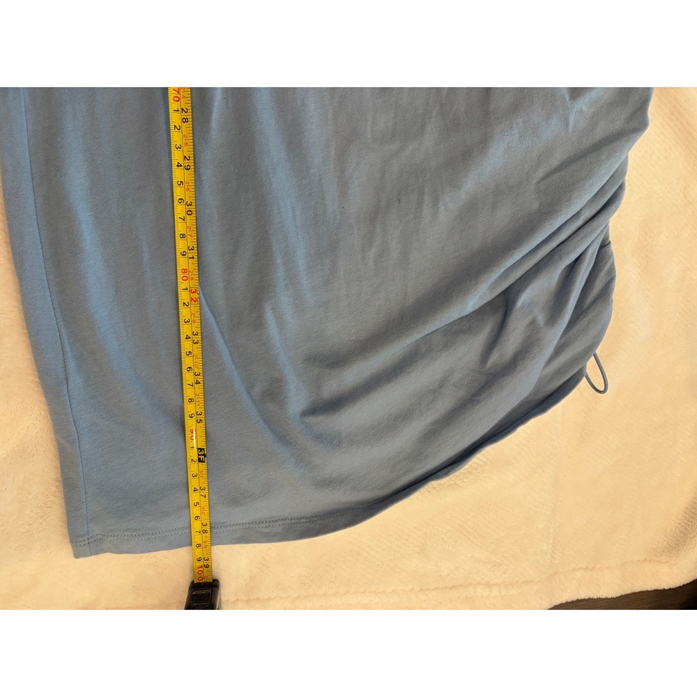 Michael Kors Ruched Side T-Shirt Dress Medium Light Blue Adjustable Drawstring - Picture 8 of 9